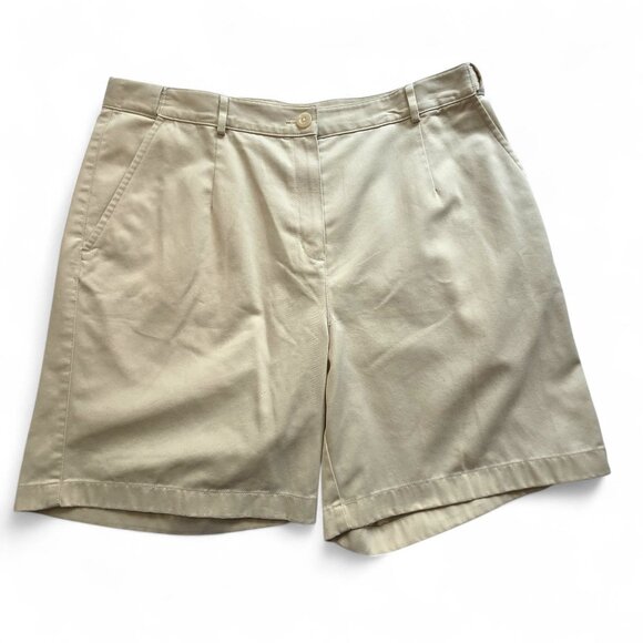 L.L.Bean Pants - L.L.Bean Classic Fit Cotton Khaki Shorts Adjustable Waist Size 14 Beige